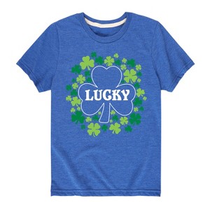 Boys' - Instant Message - St. Patrick's Day Lucky Shamrocks Filled Short Sleeve Graphic T-Shirt - 1 of 4