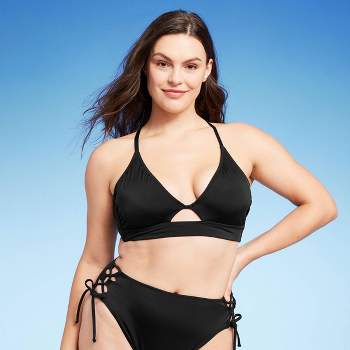 Women's Longline Ribbed Bikini Top - Shade & Shore™ Black L : Target