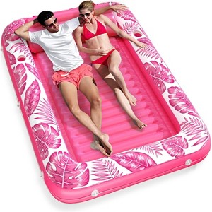 Jasonwell 4-in-1 Inflatable Tanning Lounger, Sun Tan Tub & Pool Raft, Water-Filled Mat/Pad for Adults & Kids (XXL), Rose Pink - 1 of 4