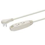 Monoprice 3-Outlet Flat Plug Household Extension Cord - 6 Feet - White | Low-Profile 5-15P, 16AWG, 13A, SPT-2, ETL Listed, 3-Prong