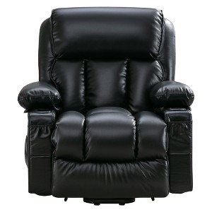 AndMakers 38.58 in. W Leather Recliner with Remote Control, Tufted and Storage - 1 of 4
