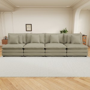 Modular Corduroy Sofa Couch, Upholstered Sofa with Removable Pillows & Deep Seat for Living Room - ModernLuxe - 1 of 4