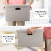 Aoibox Large 17 Inch 36 Quart Collapsible Stackable Storage Bins with Lids Beige Linen Fabric Closet Organizer Boxes 3 Pack - 3 of 4