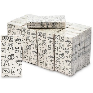Sparkle and Bash Wedding Theme Facial Tissues - 24 Pack 3-ply Travel Size Pocket Tissue Party Favors, 240 Count Total - 1 of 4