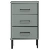 vidaXL Bedside Cabinet with Metal Legs Gray Solid Wood Pine OSLO - 4 of 4