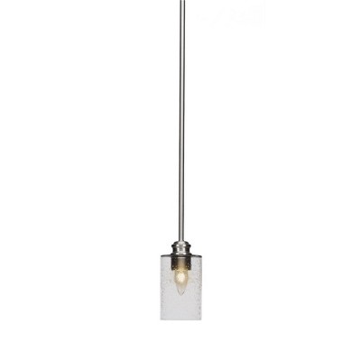 Toltec Lighting Edge 1 - Light Pendant in  Brushed Nickel with 4" Clear Bubble Shade