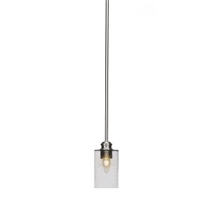Toltec Lighting Edge 1 - Light Pendant in  Brushed Nickel with 4" Clear Bubble Shade - 1 of 1