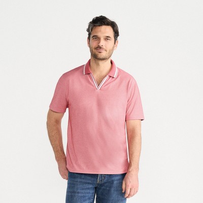Lands' End Men's Short Sleeve Pique Johnny Collar Polo