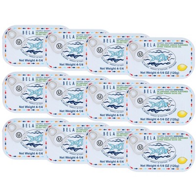 Bela Lightly Smoked Sardines in Organic Lemon Flavored Extra Virgin Olive Oil - Case of 12/4.25 oz
