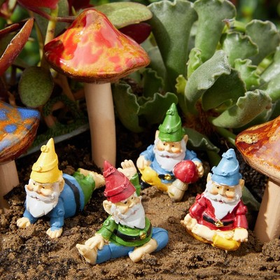 Miniature Yoga Gnome Figurines Set for Garden Decor