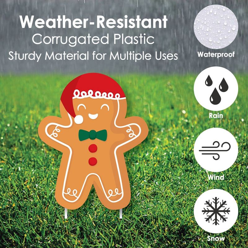 Big Dot of Happiness Gingerbread Christmas - Lawn Decorations - Outdoor Gingerbread Man Holiday Party Yard Decorations - 10 Piece, 6 of 10