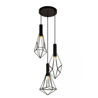 Elegant Lighting Jago Collection Pendant D16.0 H30.4 Lt:3 Black Finish