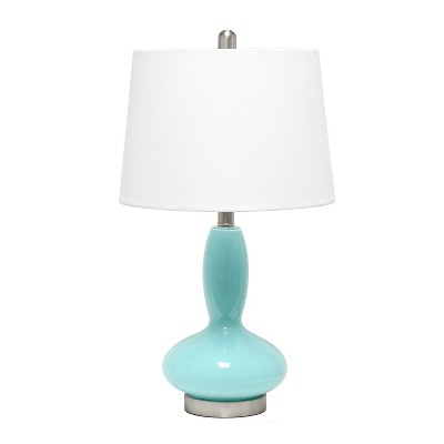 Glass Dollop Seafoam Table Lamp with Fabric Shade White - Lalia Home