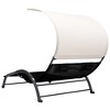 vidaXL Double Sunlounger Patio Outdoor Lounge Chair with Canopy Textilene - Black - 4 of 4