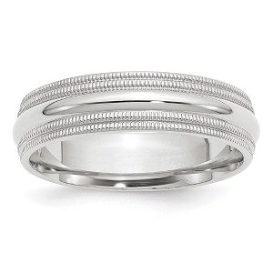 Black Bow Jewelry 6mm 10K White or Yellow Gold Double Milgrain Edge Comfort Fit Band - 1 of 4