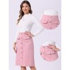 INSPIRE CHIC Women's High Waist Faux Suede Knee Length A-Line Skirts - 2 of 4