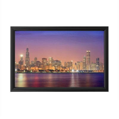 Trademark Fine Art - Mike Jones Photo 'Chicago Dusk full skyline' - Backlit LED Lightbox with Metal Frame