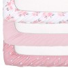 The Peanutshell Mini Crib, Playard Sheets, 3 Pack, Pink Roses/Ditsy Floral | White, Pink, Grey - 4 of 4