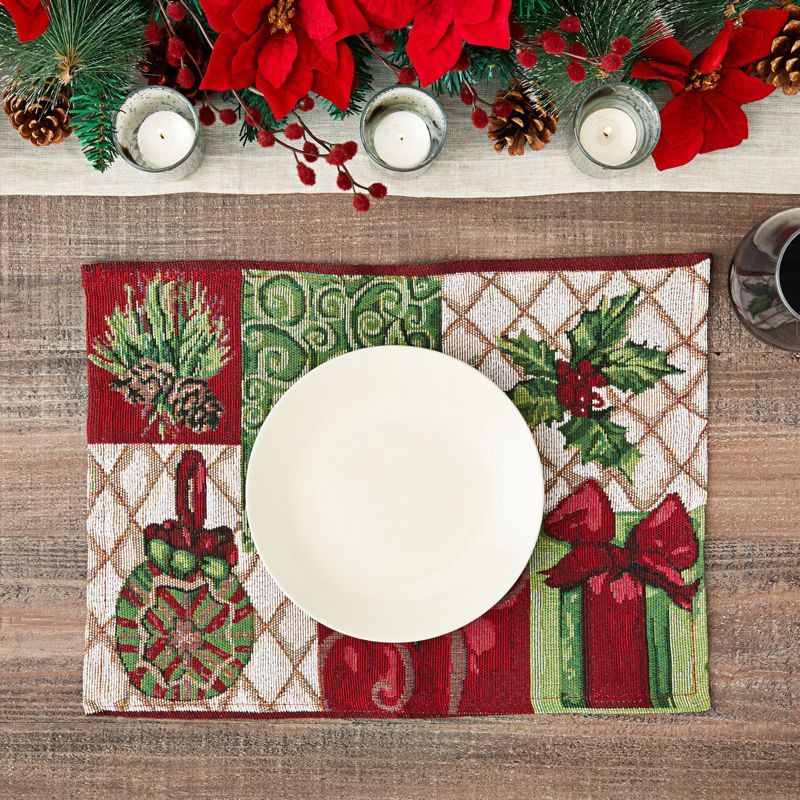 Juvale Cloth Christmas Table Placemats, Set of 6 Holiday Placemats for Xmas Decorations, 13 x 18.5 In, 2 of 5