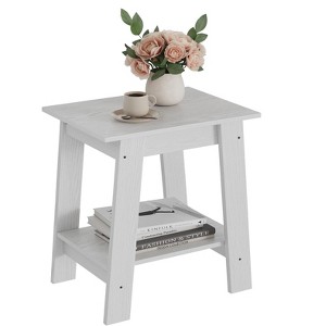Wood Side Table with Storage Shelf, Small End Tables for Small Spaces, Square Nightstand and Accent Table - 1 of 4