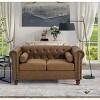 Chesterfield Tufted Fabric Sofa Couch, High-Tech Upholstered 2-Seater with Cushion Back and Square Arms, Loveseat for Living Room-Baofuwish - 3 of 4