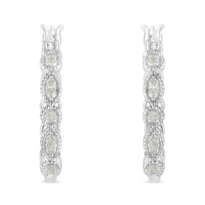 Haus of Brilliance Silver 1/6 cttw Diamond Milgrain Hoop Earring - 1 of 4