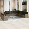 vidaXL 11 Piece Patio Sofa Set with Cushions - Gray Poly Rattan Without Table - 2 of 4