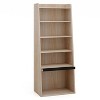 Yukimo 6-Tier Bookcase, Freestanding Ladder Bookshelf with 2 Adjustable Shelves and Flip Up Door, 19" x 13" x 47", White/Natural - 4 of 4