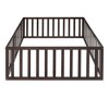 CAVINAS Twin Size Bed Frame, Wood Daybed Frame with Fence and Door, Floor Bed for Kids, Teens, Girls, Boys, Floor Platform Bed - 3 of 4