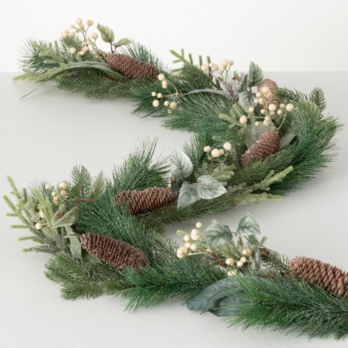 6'L Sullivans Berry And Pinecone Garland, Green Christmas Garland