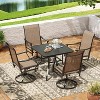 VisioGear Patio Accent Table Sets, 5-Piece Outdoor Table and Chairs Set, Patio Table with Umbrella Hole for Backyard, Brown, 21.7"*21.7"*40.2" - 4 of 4