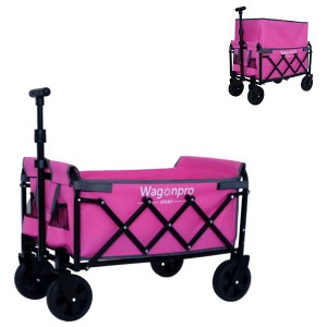 Whisen Lightweight Folding Utility Wagon Cart with Dual-Layer Expandable Storage, 360°Swivel Wheels - 1 of 4