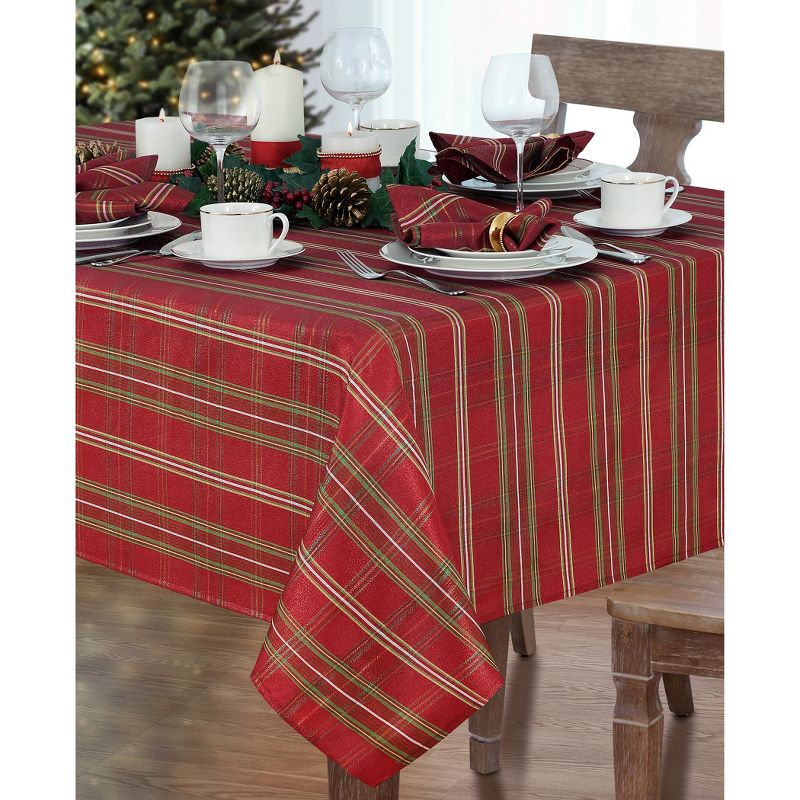 Shimmering Plaid Holiday Tablecloth ~ Red/Green -  Elrene Home Fashions, 3 of 5