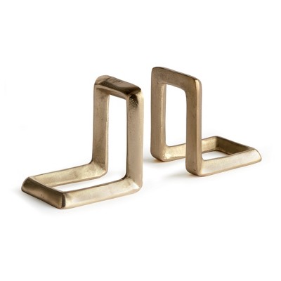 Plum & Post Strofi Decorative Gold Finish Premium Quality Bookends, Set of 2