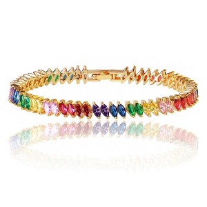 Hollywood Sensation Rainbow Cubic Zirconia Tennis Bracelet with Rainbow Marquise Stones - 1 of 3