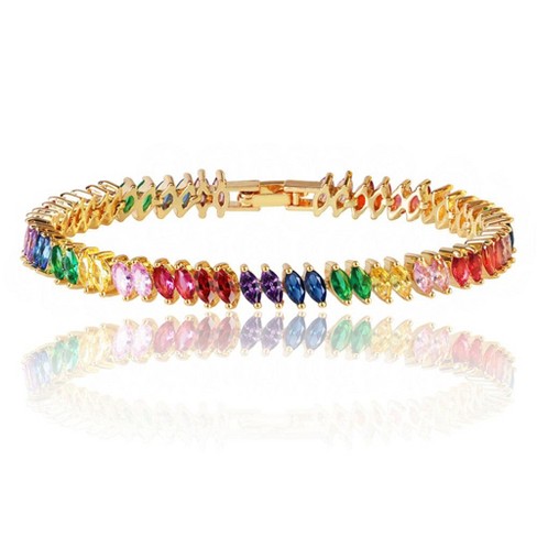 Hollywood Sensation Rainbow Cubic Zirconia Tennis Bracelet with Rainbow Marquise Stones - image 1 of 3