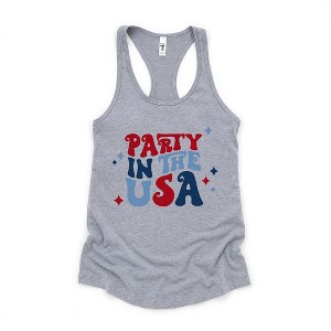 Simply Sage Market Women's Party In The USA Retro Face Racerback Tank - 1 of 4