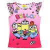 Despicable Me Toddler Girls' Flower Bello! Minions Pajama Sleep Set Shorts Pink - 3 of 4
