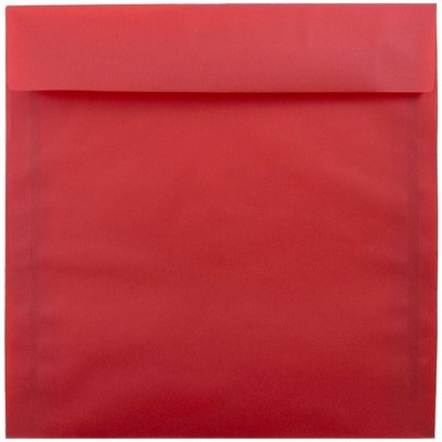 JAM Paper 8.5 x 8.5 Square Translucent Vellum Invitation Envelopes Primary Red 1592165I