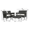 Costway 4PCS Patio Rattan Furniture Set Cushioned Sofa Coffee Table Backyard Porch White - 3 of 4