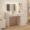 Vanity Desk with Mirror, LED Lights and Power Outlet Makeup Table with 3 Drawers - 3 of 4