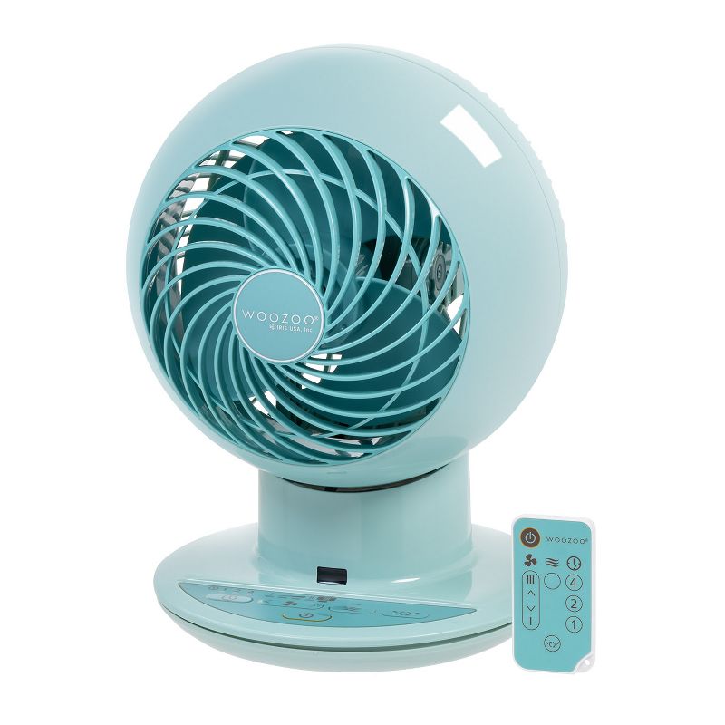 IRIS USA WOOZOO Fan with Remote, Oscillating Fan, Desk Fan, Table Air Circulator, 5 Speeds, 82ft Max Air Distance, Timer, Adjustable Tilt, Blue, 1 of 7