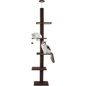 Cat Tree Floor to Ceiling Cat Tower with Adjustable Height (98-110 Inches), 5-Tier Carpet Cat Climbing Tower Tall Cat Trees - 1 of 4