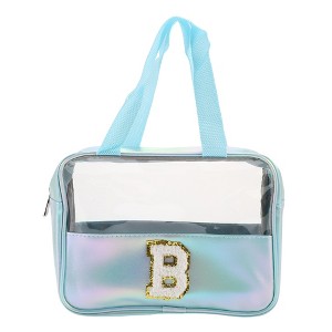 Unique Bargains Women's Clear Letter B Makeup Bag Blue 1 Pc - 1 of 3