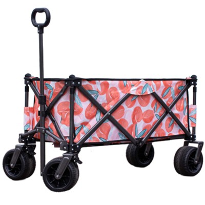 VisioGear Collapsible Wagon, Folding Wagon Cart with Big Wheels for Camping, Sports, Garden, Baseball, Pink, 37.8"*21.26"*34.45"