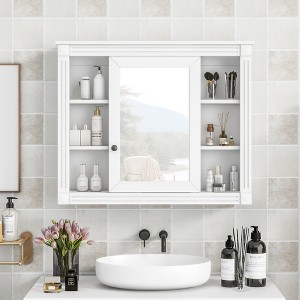 ALEXOUN 35'' x 28'' Wall Mounted Bathroom Bathroom Mirro,Modern Bathroom Mirror with Wall Cabinet,Mirror Cabinet with 6 Open Shelves - 1 of 4
