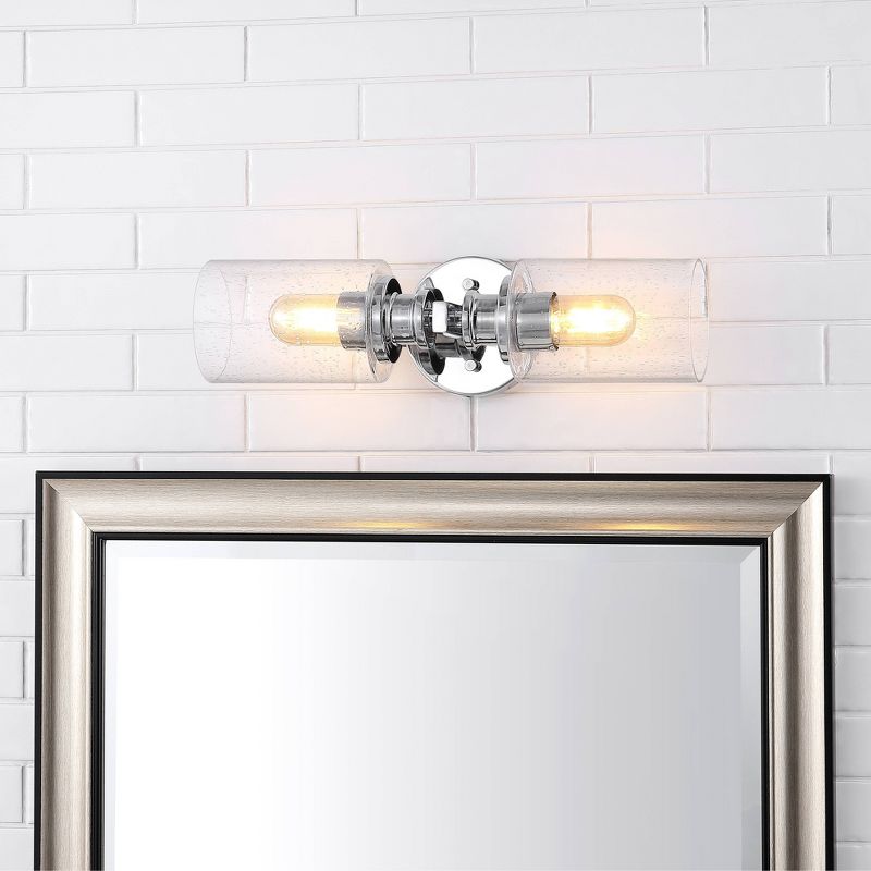 16.5&#34; LED 2-Light Jules Edison Cylinder Iron/Seeded Glass Contemporary Wall Sconce Chrome - JONATHAN Y, 3 of 8