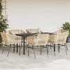 vidaXL 7 Piece Patio Dining Set - Brown PE Rattan & Steel Frame - Glass Tabletop, Cushioned Seats - Outdoor/Garden/Backyard/Deck Furniture - Brown - 3 of 4