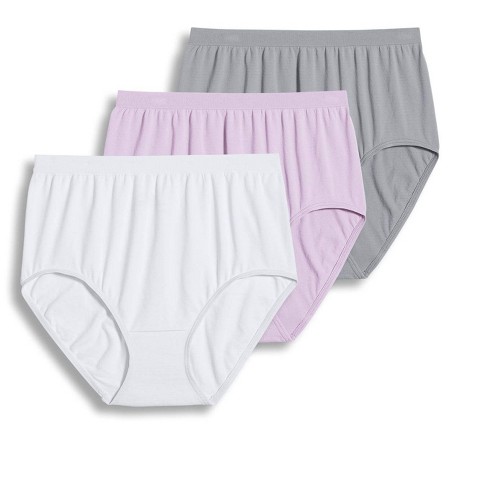 Jockey Women's Comfies Microfiber Brief - 3 Pack 7 White/Pink Pearl/Grey