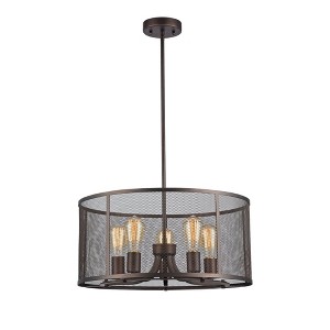 Chloe Lighting Lorry Industrial-Style 5 Light Rubbed Bronze Ceiling Pendant 20 Inches Wide - 1 of 4